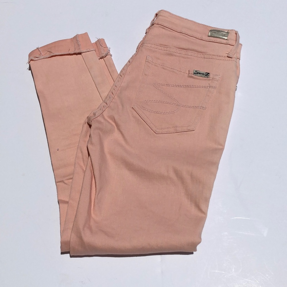 Seven7 Pink Mid Rise Ankle Skinny Jeans, sz 4